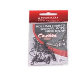 ������� � ��������� Namazu Pro ROLLING RIBBED SWIVEL WITH NICE SNAP, ��.Carbon, �.2, test-65�� ��.10