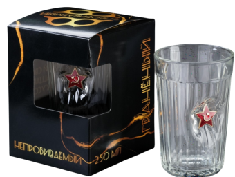 Стакан "Непробиваемый.", со звездой, граненый, 250 мл (6755604) Стакан "Непробиваемый.", со звездой, граненый, 250 мл (6755604)