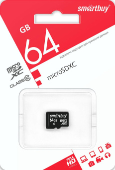 Карта памяти Micro SD 64GB SmartBuy (без адаптера) Карта памяти Micro SD 64GB SmartBuy (без адаптера)