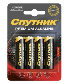 Батарейка Спутник комплект 4 шт. PREMIUM ALKALINE LR6/4B (АА) Батарейка Спутник комплект 4 шт. PREMIUM ALKALINE LR6/4B (АА)